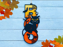 Load image into Gallery viewer, Boo Cat Halloween Sign
